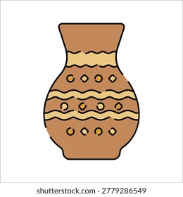 Egyptian Vase Flat design style decorative clay vase with tribal ornament details ideal for ancient culture history and archaeology graphics