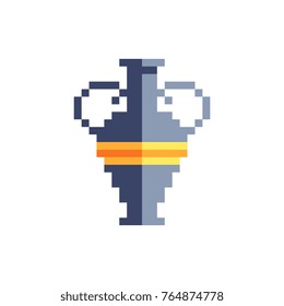 Egyptian vase icon. Pixel art. Flat design. 8-bit style. Isolated vector illustration.