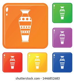 Egyptian vase icons set collection vector 6 color isolated on white background