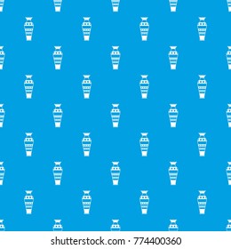 Egyptian vase pattern repeat seamless in blue color for any design. Vector geometric illustration