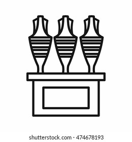 Egyptian vases icon in outline style on a white background