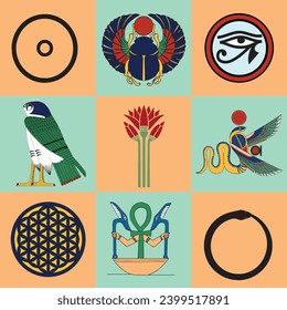 Egyptian Vector illustration collection. Egyptian mythology collection.