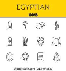 egyptian vector line icons set. egypt, egypt and egypt Icons. Thin line design. Modern outline graphic elements, simple stroke symbols stock illustration