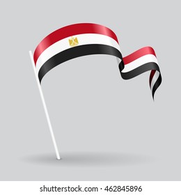 Egyptian wavy flag. Vector illustration.