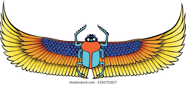 Egyptian winged scarab illustration, isolated vector