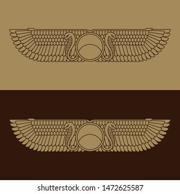 Egyptian Winged Sun Winged Sun Disk Vector Symbol