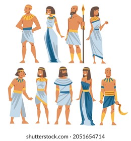 Egyptians as Ethnic People Characters from Egypt Wearing Authentic Garment Vector Set