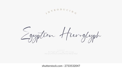 Hieróglifo de Egito, Letra de Script Maiúscula Minúscula e Número. Clássico Lettering minimal Fashion Designs. Tipografia moderna Serif fontes decorativo regular vintage conceito.
