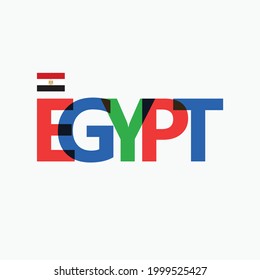 Egypt's colorful typography with its vectorized national flag. North Africa and Middle Eastern country typography.