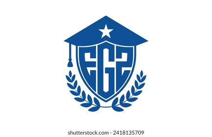 Plantilla de vector de diseño de logotipo académico de letras iniciales EGZ. monograma, resumen, escuela, universidad, universidad, graduación, símbolo, escudo, modelo, instituto, educativo, canter de entrenamiento, tecnología, signo, insignia