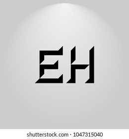 EH Abstract Black Letters with white and gray background in highlight