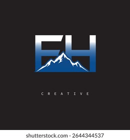 EH Creative Mountain Logo Bold Gradient Letter mark Branding Design for Business Outdoor Brands