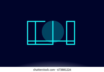 eh e h blue line circle letter logo alphabet creative company vector icon design template