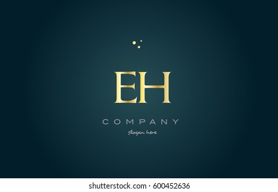 eh e h  gold golden luxury product metal metallic alphabet company letter logo design vector icon template green background