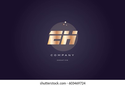 eh e h  gold yellow golden metal metallic bold luxury product modern creative gradient alphabet company logo design vector icon template