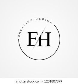 EH E H Initial Logo. Cutting and linked letter logo icon with paper cut in the middle. Creative monogram logo design. Fashion icon design template.