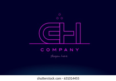 eh e h letter alphabet text pink purple dots contour line creative company logo vector icon design template