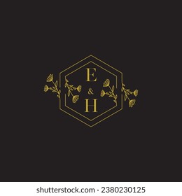 EH elegant wedding initial logo in high quality professional design that will print well across any print media