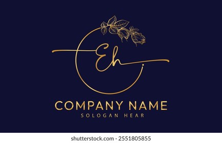 EH H E initial signature logo template vector 