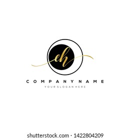 EH handwriting initial logo template vector.