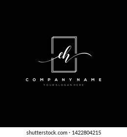 EH handwriting initial logo template vector.