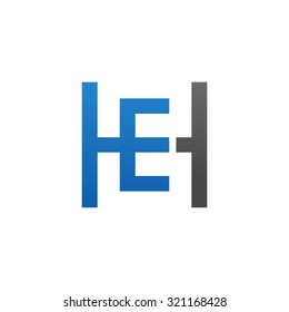 EH HE initial company H square shape logo blue