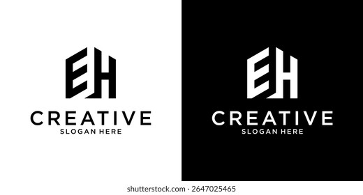 EH or HE initial letter logo design vector