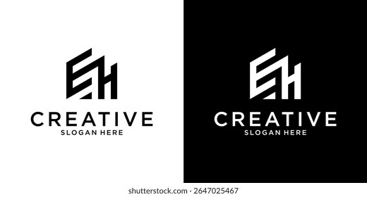 EH or HE initial letter logo design vector