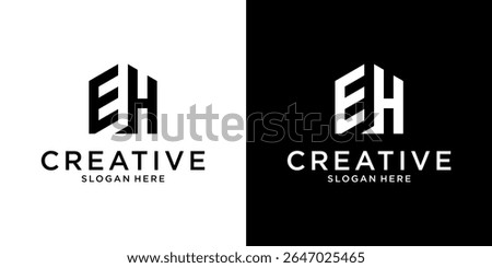 EH or HE initial letter logo design vector
