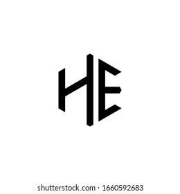 EH HE Letter Logo Design polygon Monogram Icon Vector Template