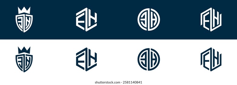 EH HE letter logo set design