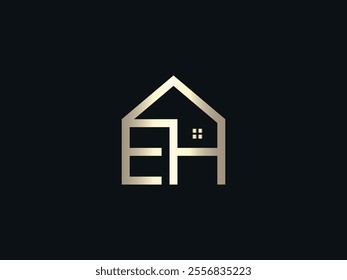 EH Home Logo. Modern Real Estate Lettermark Design. Elegant EH Letter House Icon. Sleek Typography Design for Property Experts. Sophisticated EH Home Logo for Realty and Property Solutions.