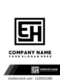 EH initial box letter logo template vector
