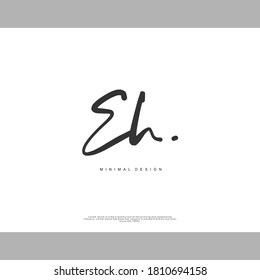 EH Initial handwriting or handwritten logo for identity. Logo with signature and hand drawn style.