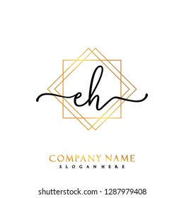 EH Initial Handwriting logo template vector
