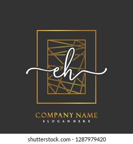 EH Initial Handwriting logo template vector