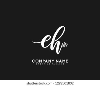 EH Initial Handwriting Logo Template Vector