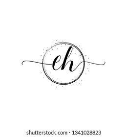 EH  Initial Handwriting logo template vector