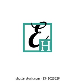 EH  Initial Handwriting logo template vector