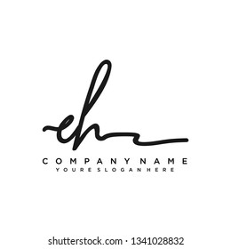 EH  Initial Handwriting logo template vector