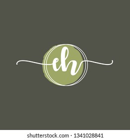 EH  Initial Handwriting logo template vector
