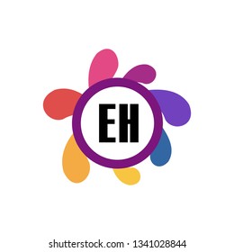 EH  Initial Handwriting logo template vector