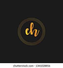 EH  Initial Handwriting logo template vector