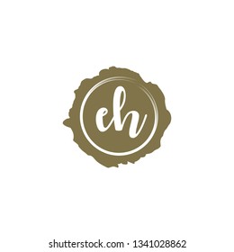 EH  Initial Handwriting logo template vector