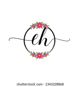 EH  Initial Handwriting logo template vector