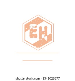 EH  Initial Handwriting logo template vector