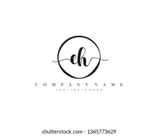 EH initial handwriting logo template vector