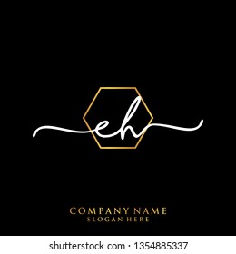 EH Initial handwriting logo template