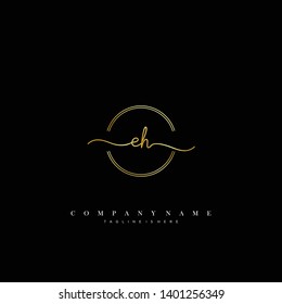 EH initial handwriting logo template vector