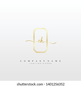 EH initial handwriting logo template vector